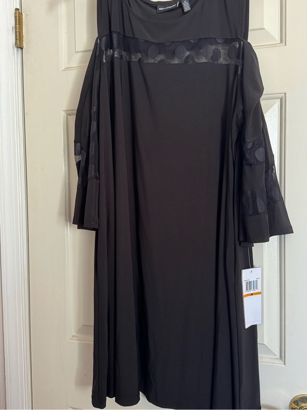 Nina Leonard Black Cold-Shoulder A-Line Dress/NWT, Size 3X